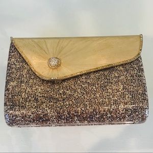 Vintage bakelite (?) Gold brown crystal clutch